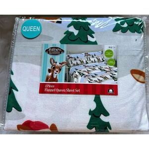 RUDOLPH THE RED NOSED REINDEER FLANNEL SHEETS 4 PIECE SET QUEEN SIZE SHEETS NEW
